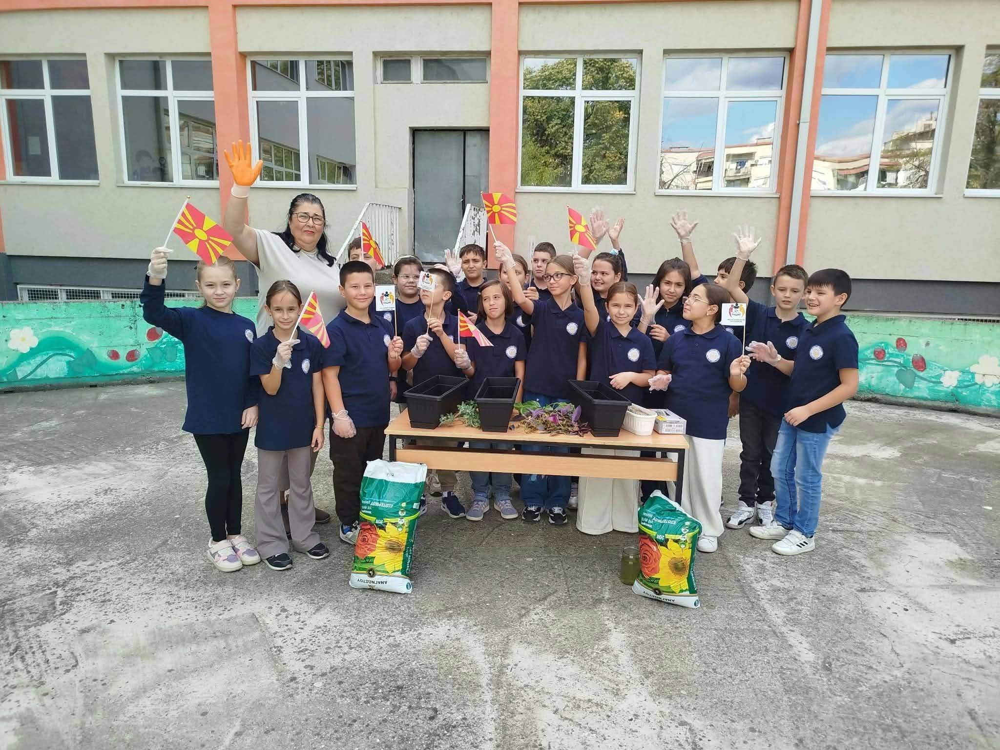 Students participating in the environmental activity